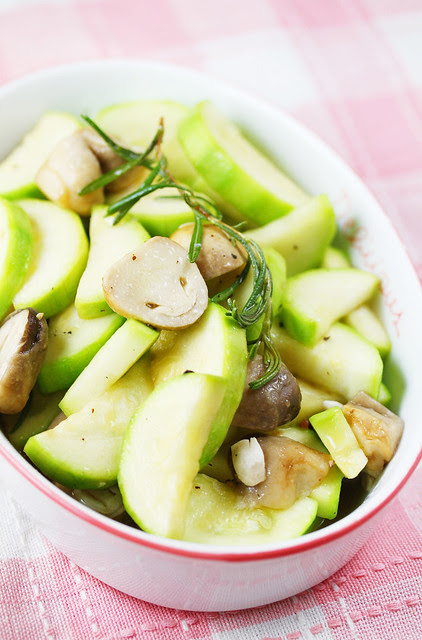 Nuked Zucchini & Mushrooms in Garlic, Butter & Herbs