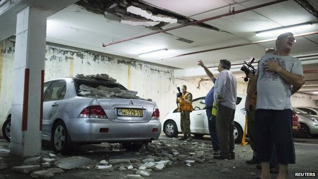 Rocket fire in Ashdod, Israel, 10 July