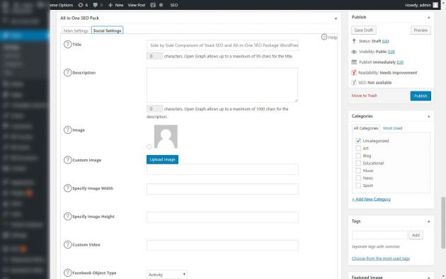 All-in-one social on-page settings