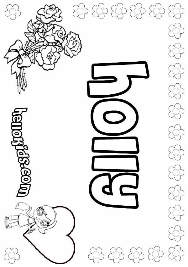 Download girls name coloring pages, Holly girly name to color