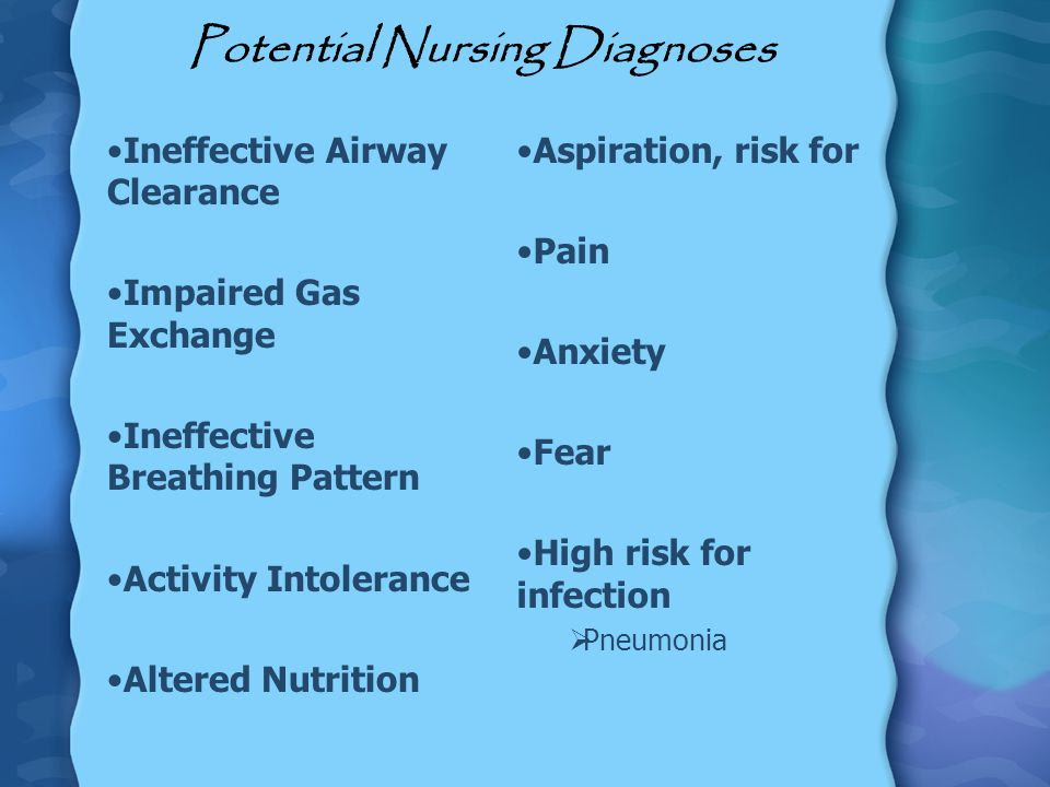 Potential Nursing Diagnoses Ineffective Airway Clearance Impaired Gas 