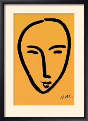 Framed Posters: - Henri Matisse Visage sur fond jaune (Silkscreen print) Framed Art Print (63 x 46 cm) 