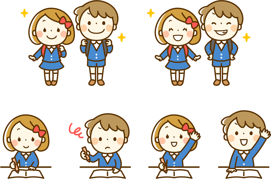 フリーイラスト 小学生の男の子と女の子のセットでアハ体験 Gahag 著作権フリー写真 イラスト素材集