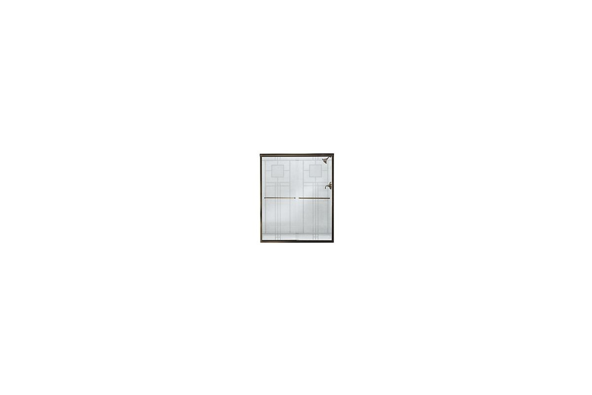 Sterling 5475-59 Finesse 70-1/16 High x 59-5/8 Wide Sliding Frameless Shower D Deep Bronze with Oak Park Glass Pattern Showers Sliding