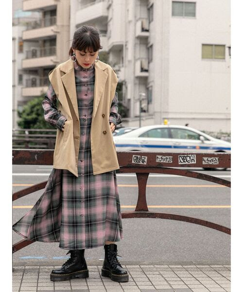 トレンチベストレイヤードワンピース ワンピース セットアイテム ワンピース ドレス セットアイテム 爆発的人気超お買い得 ワンピース