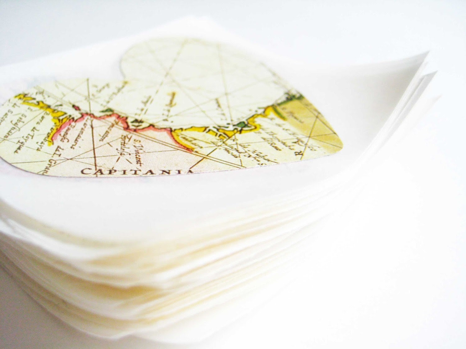 Map Heart Sticker Seals