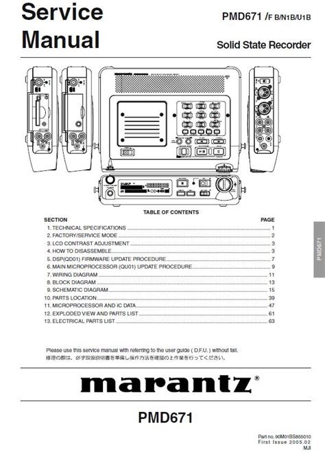 eBook Marantz Pmd671 Solid State Recorder Service Manual