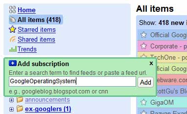 Google Reader的订阅数