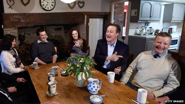 David Cameron visits a farm in Brecon Mid Wales