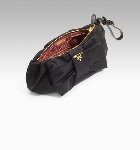 Prada Bow Wristlet in Black