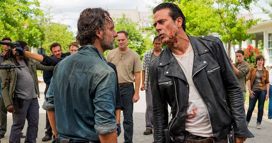 Ross Marquand as Aaron, Andrew Lincoln as Rick Grimes, Christian Serratos as Rosita Espinosa, Jeffrey Dean Morgan as NeganÂ - The Walking Dead _ Season 7, Episode 8 - Photo Credit: Gene Page/AMC
