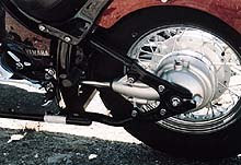 The sleek, exposed driveshaft. 