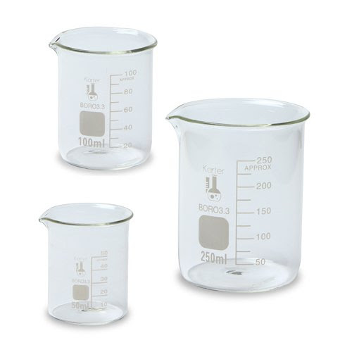See Glass Beaker Set - 3 Sizes - 50, 100 and 250ml, Karter Scientific 214T2