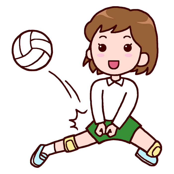 レシーブ カラー バレーボールの無料イラスト 部活動 クラブ活動 運動部 学校素材