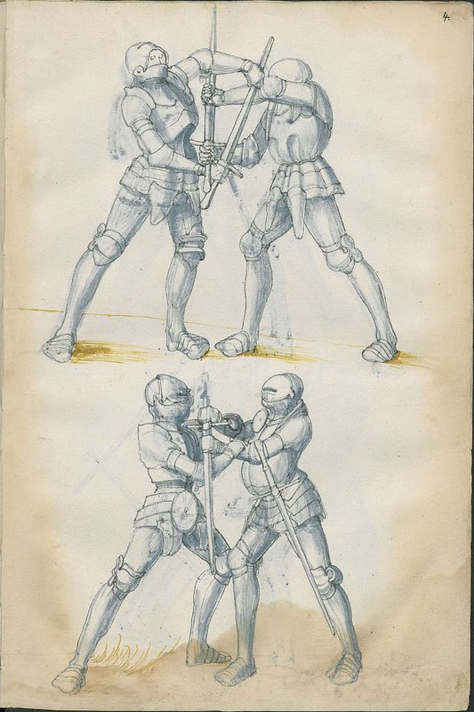16th century sword fight manuscript drawing - Combat Knights 7