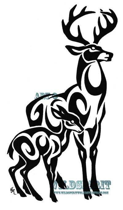 Tribal Stag And Fawn Tattoo by *WildSpiritWolf on deviantART