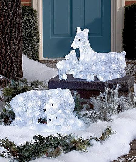 LED Lighted Christmas Yard Decor Mommy and Baby Reindeer ...