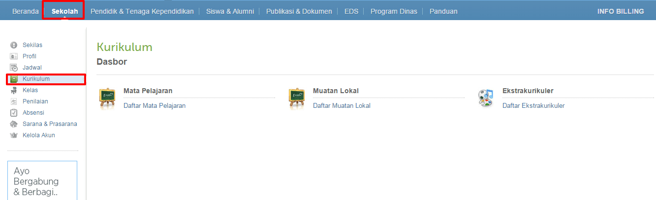 menu kurikulum