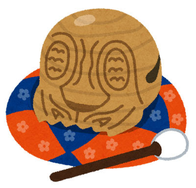 無料素材 お坊さんがお経を読むときに叩く木魚のイラスト