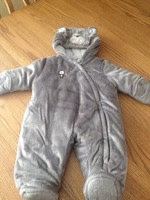 Carter's 3-6 Months Baby Boy Gray Monkey Hooded One Piece Bunting Snowsuit 