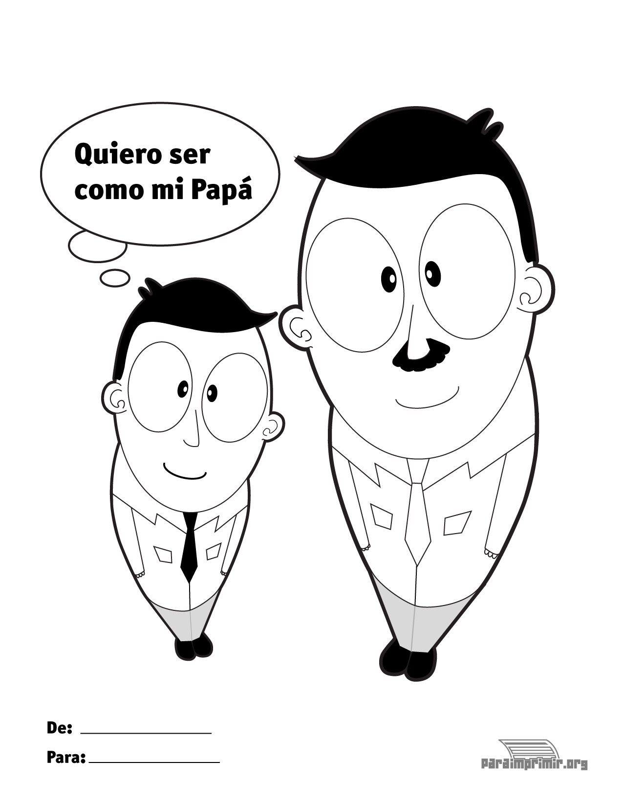 Tarjeta para colorear del día del padre