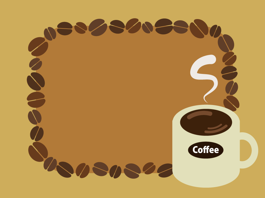 フリーイラスト コーヒーとコーヒー豆の飾り枠でアハ体験 Gahag 著作権フリー写真 イラスト素材集