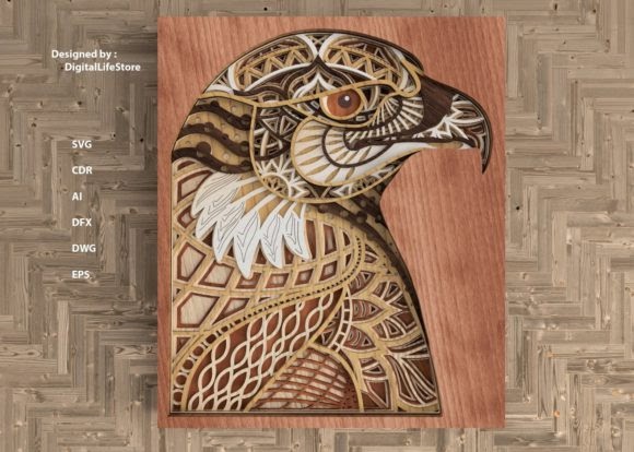 Designbundles Multilayered Eagle Mandala 3D SVG Cut Files Compatible with Silhouette, Cricut and other cutting machines.