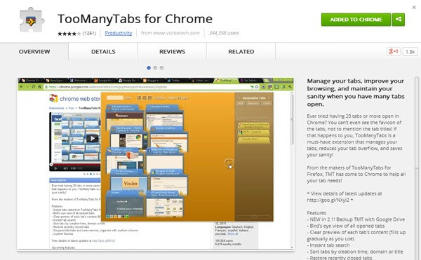 too mant tabs Google chrome extension 