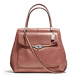 MADISON METALLIC LEATHER NORTH/SOUTH SATCHEL - COACH f25175 - SILVER/ROSE GOLD
