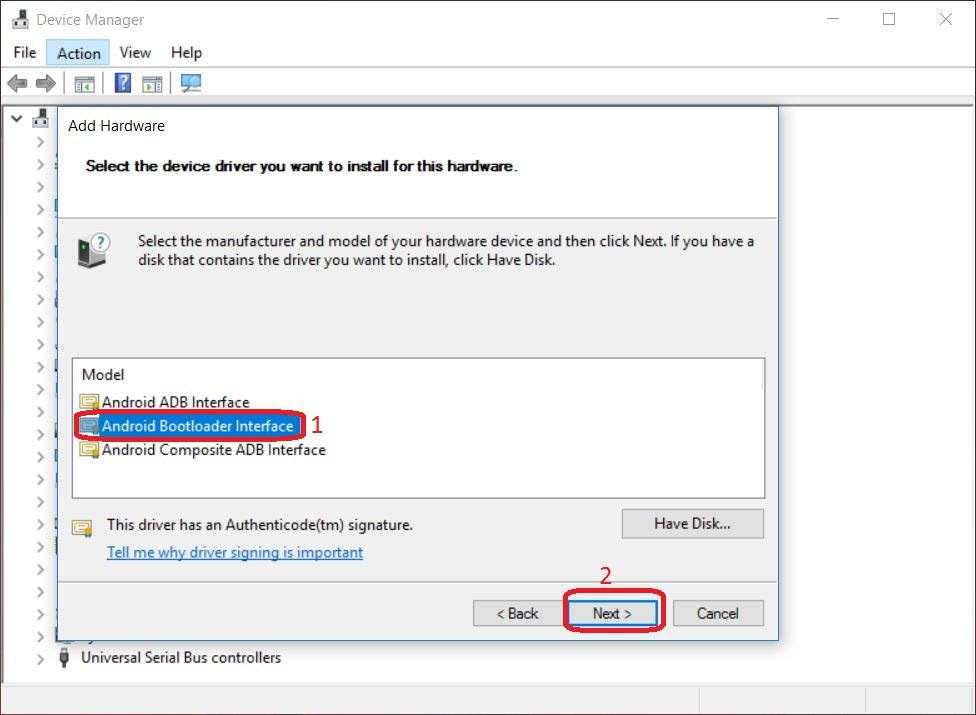 Add Hardware  - Lenovo ZUK Z1 USB Drivers