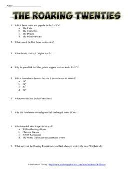  roaring twenties reading comprehension worksheets pdf emanuel hills