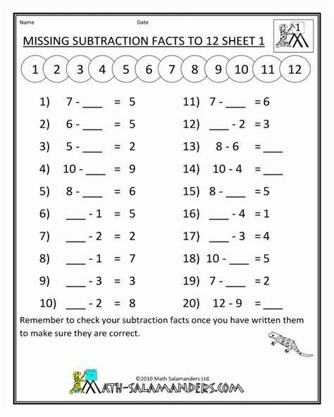  printable math worksheets for 1st grade