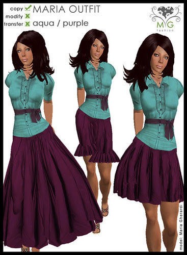 [MG fashion] MARIA OUTFIT - aqua/purple