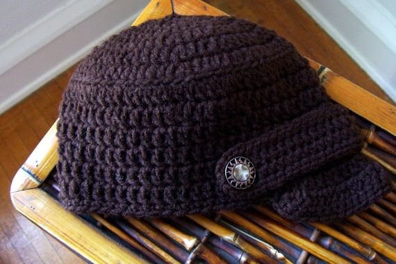 Crocheted Newsboy Hat Coffee