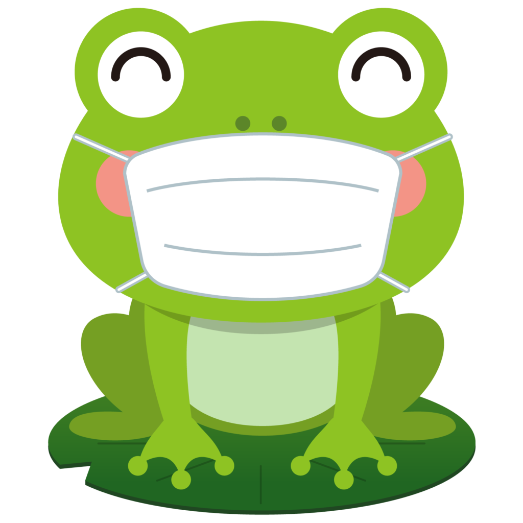 商用フリー 無料イラスト マスクをしたかえるのイラスト Frog006 商用ok フリー素材集 ナイスなイラスト