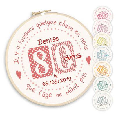 Lilipoints Fiche 80 Ans Anniversaire F017 Univers Broderie