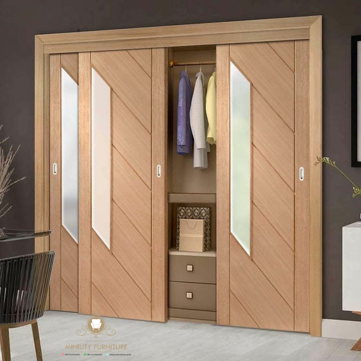 Lemari Pakaian Minimalis Modern Pintu Geser Miniuty Furniture
