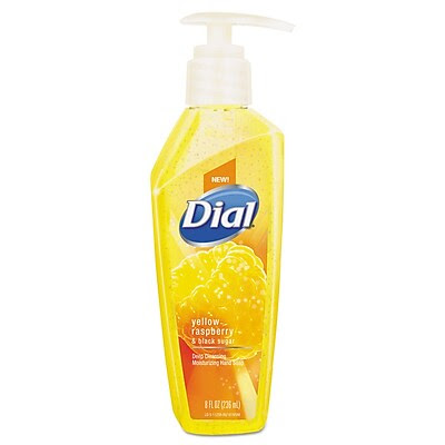 Dial Deep Cleansing Liquid Hand Soap, 8oz Pump, yellow Raspberry Black Sugar, 8/ct