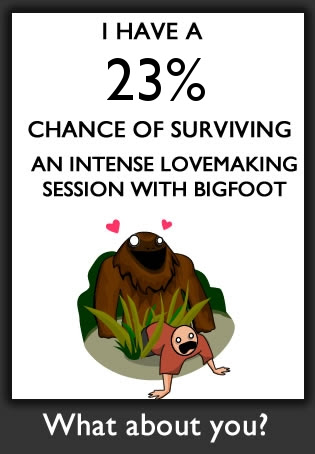 What are your chances of surviving an intense lovemaking session with bigfoot?