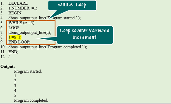 Oracle PL/SQL WHILE LOOP with Example