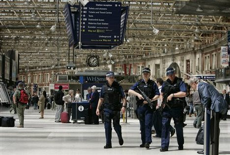 British police officers patrol