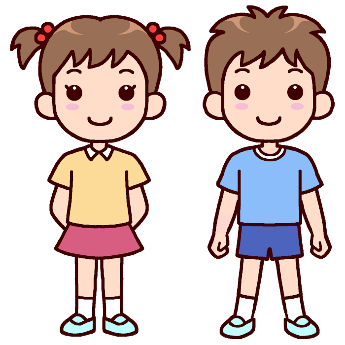 男の子女の子 カラー 友達の無料イラスト 子ども 幼児 人物素材