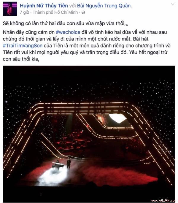 Sau Gala WeChoice Awards 2016, Tiên Tiên và Trung Quân Idol đã ‘gương vỡ lại lành’