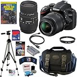 Nikon D3200 24.2 MP CMOS Digital SLR Camera with 18-55mm f/3.5-5.6G AF-S DX VR Lens and Sigma 70-300mm f/4-5.6 SLD DG Macro Lens with built in motor + 32GB Deluxe Accessory Kit