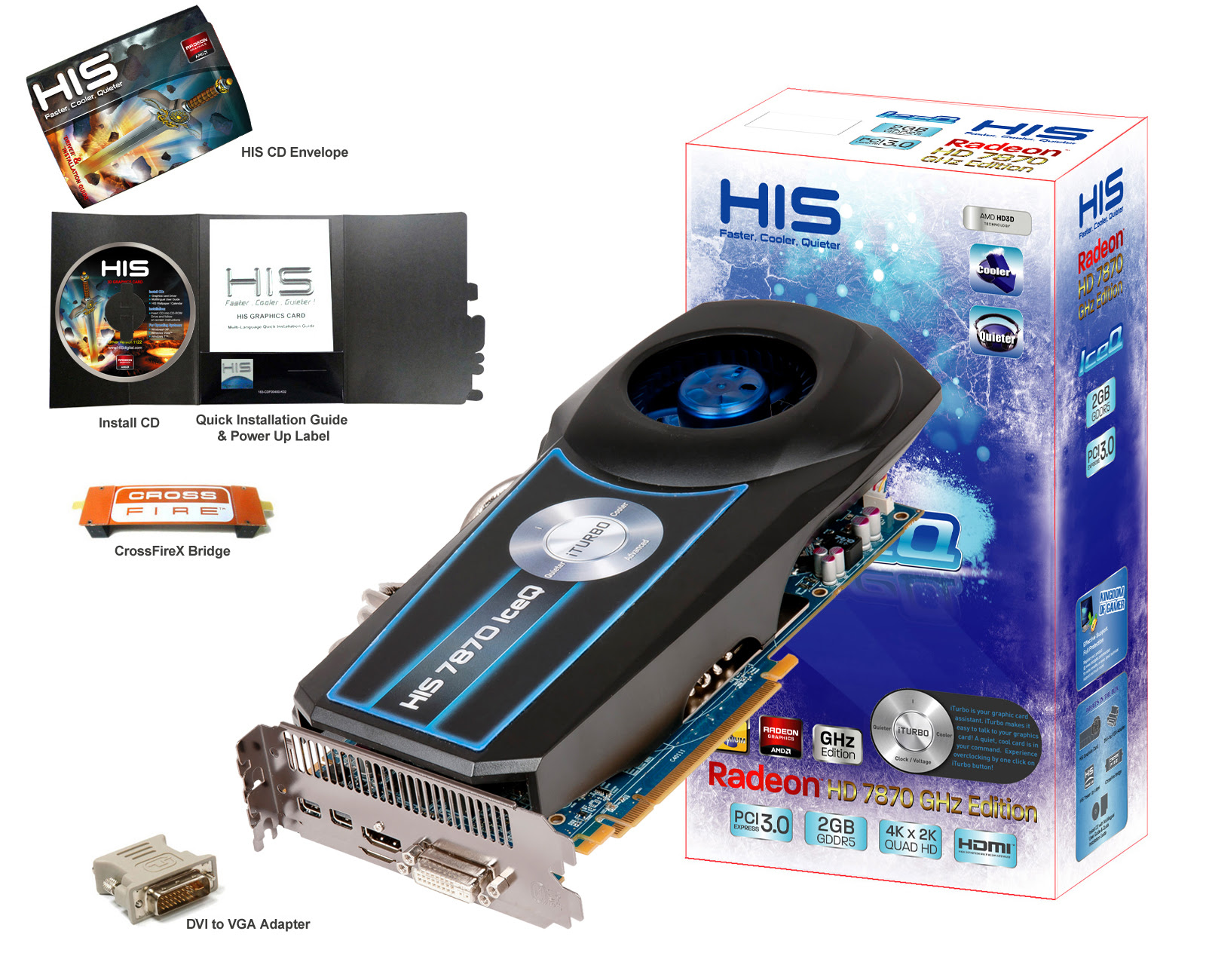 His 7870 Iceq 2gb Gddr5 Pci E Dvi Hdmi 2xmini Dp Hd 7800 Series Desktop Graphics Products His Graphic Cards