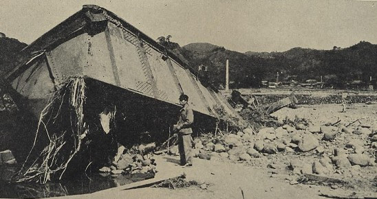 鉄の橋げたが押し流されて 修善寺中学校をつぶした 現カインズホーム付近