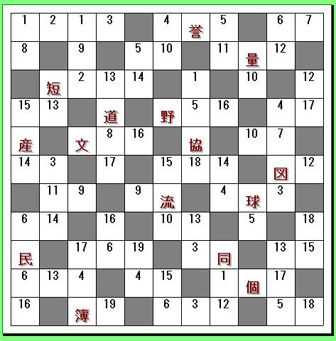 クリックパズル 漢字ナンクロ6
