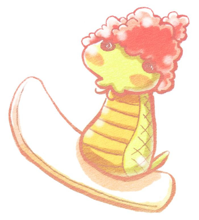 スノボをしているツチノコさん2 Kmsys巳年賀状イラスト素材集