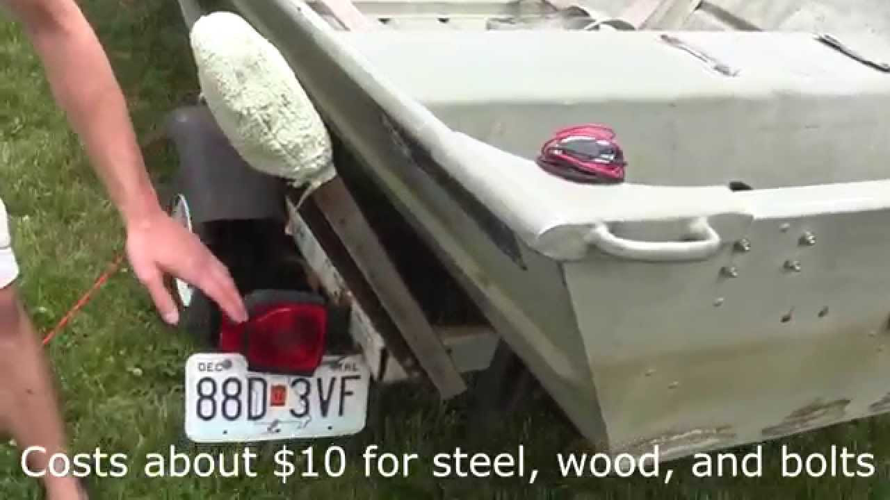 Boat Trailer Guides / Rail- Homemade $18 (for 14' Jon Boat) - YouTube