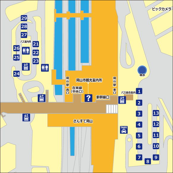 岡山駅からのバス路線案内 岡山の時刻表検索 晴れバスナビ